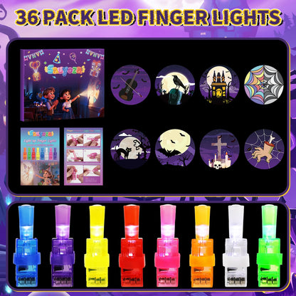 Sauyoza 36 Pack Gothic Party Favors LED Finger Lights, Wednesday Inspired Theme Birthday Goodie Bag Stuffers, Classroom Treasure Box Rewards, Halloween Party Supplies for Boys & Girls