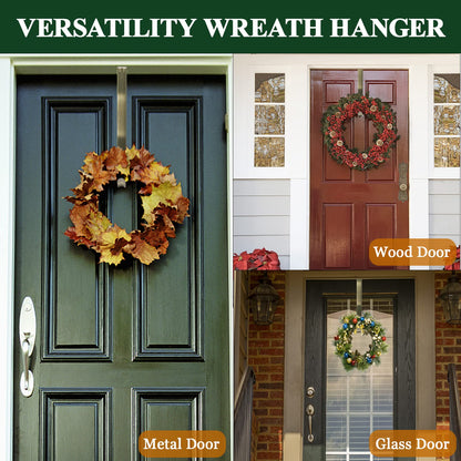 ZMCINER Wreath Hanger for Front Door, Adjustable 15-25 Inch Wreath Hanger, 20 lbs Larger Door Upgrade, Nickel