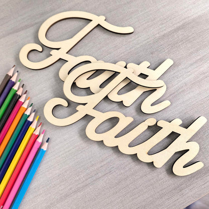 6 Pack 8 Inch Wood Faith Letters Cutouts Wood Faith Signs Wooden Faith Hanging Ornaments DIY Faith Wall Decor for Home Party Decoration