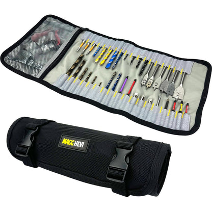 [MAGG HEVI] Drill Bit Organizer Bag,Thick Wear-Resistant Oxford Tool Case Holds 36 Bits,Small Tool Pouch with Zipper,Portable Socket Organizer for Carpenter,Mechanic,DIY Enthusiasts (CASE ONLY)