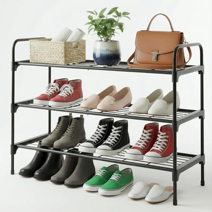 Tujurich 3-Tler Closet Shoe Rack Organlzer, Rustproof lron, Spaclous Shoe Storage Shelf for or Entryway, Fits Sneakers