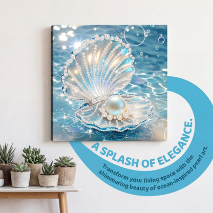 Huacan DIY 3D Pearl Painting Kit - Transparent Shell Pearl Art Craft Kit Pearl Painting with Frame for Home Wall Decor 8 * 8 Inch for Adults and Beginners