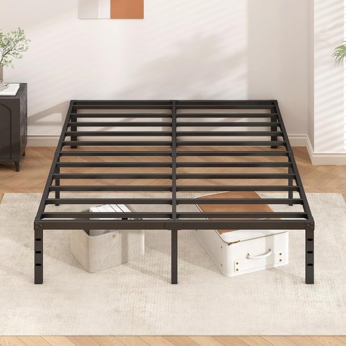 HLIPHA Metal Platform Bed Frame - 18 Inch Tall Queen Size | Heavy Duty Support Slats, Easy Assembly, Black