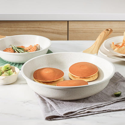 SENSARTE Nonstick Ceramic Frying Pan - 8-Inch Healthy Omelet Skillet | PFAS-Free, Induction Compatible, White