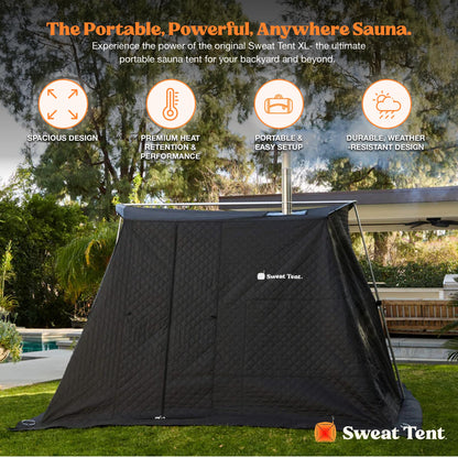 SweatTent Portable Outdoor Sauna (Extra Large) Pro Bundle – Complete Kit with Stove, Cedar Bench, Essential Oil, Wool Hat, Accessories, Quick Assembly, High-Temperature, 10 Adults, Backyard & Camping