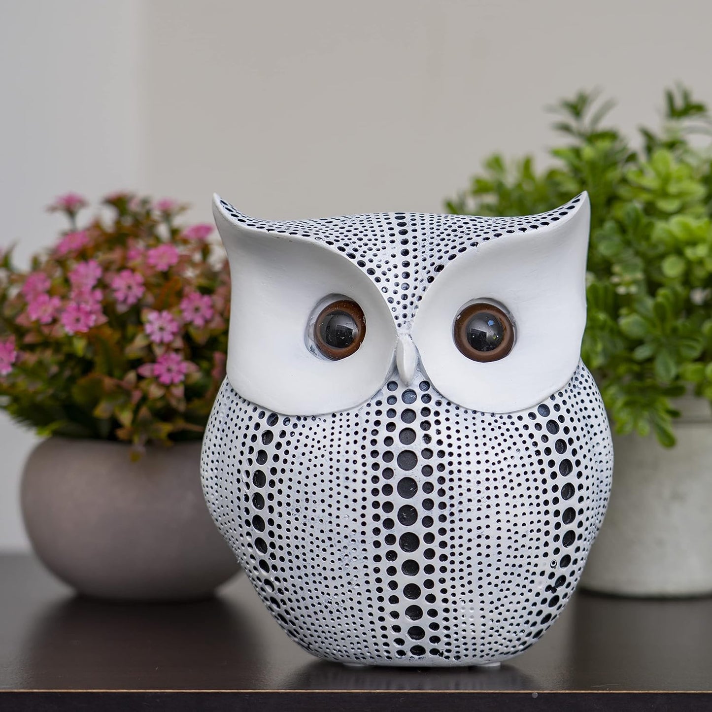Ornativity White Owl Statue Figurine, Animal Sculpture Home Decoration for Bedroom Living Room Kitchen Office