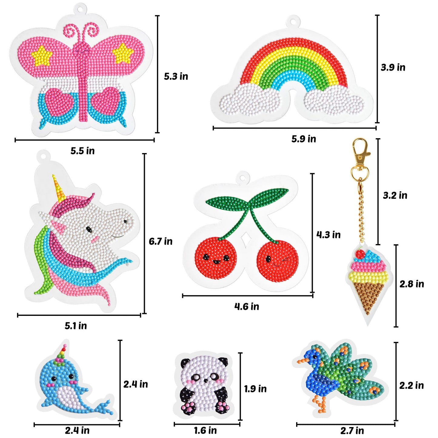 FUN LITTLE TOYS 24Pcs Diamond Art Kits, Diamond Painting Kits, Arts and Crafts for Kids Ages 6-12, Gem Art As Gifts Ideas for Girls and Boys, Small Diamond Painting Stickers, Kids Craft Age 6+