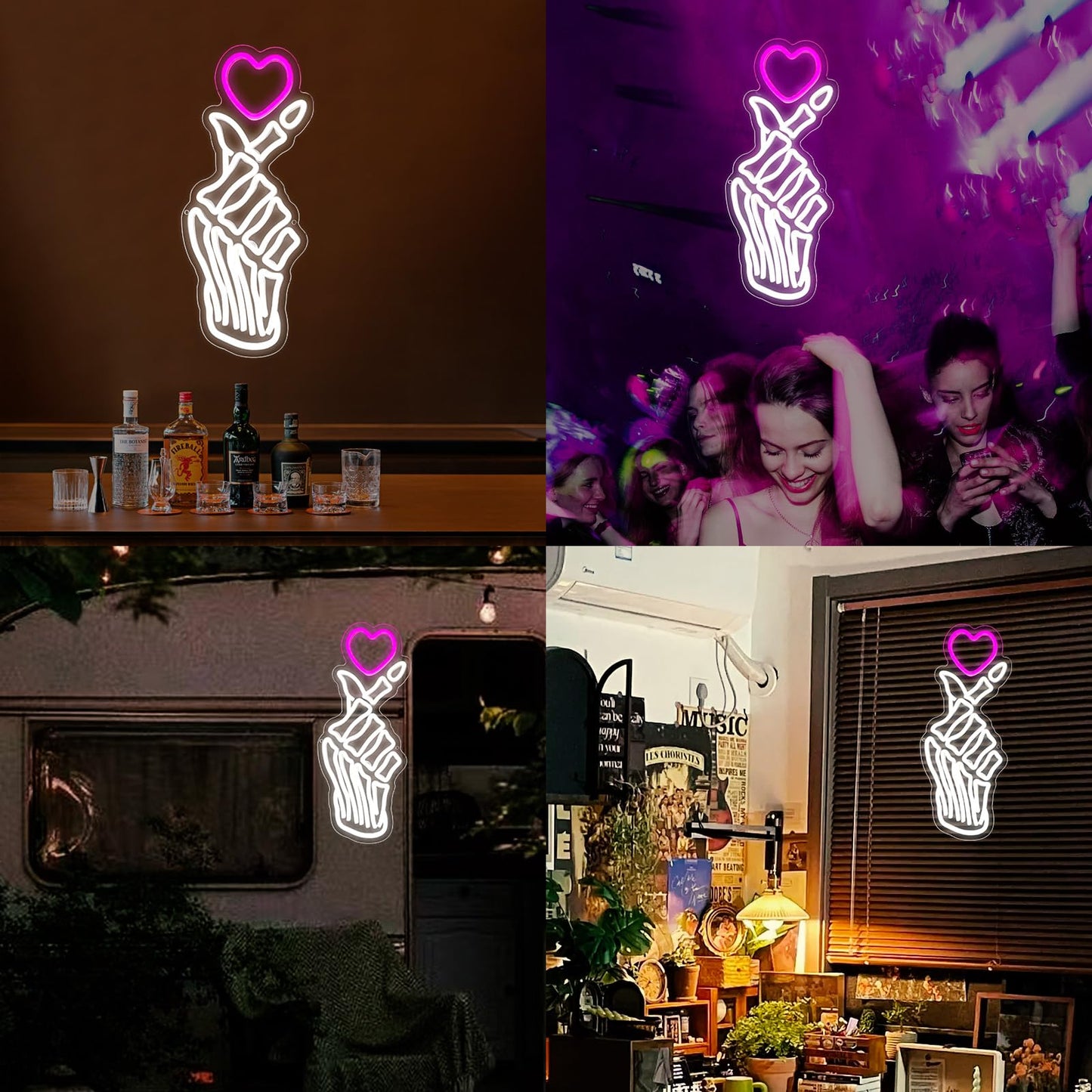 Love Heart Skull Neon Signs, USB Powered Dimmable Led Neon Lights for Home Wall Decor Man Cave Gaming Room Bar Party Birthday Gifts