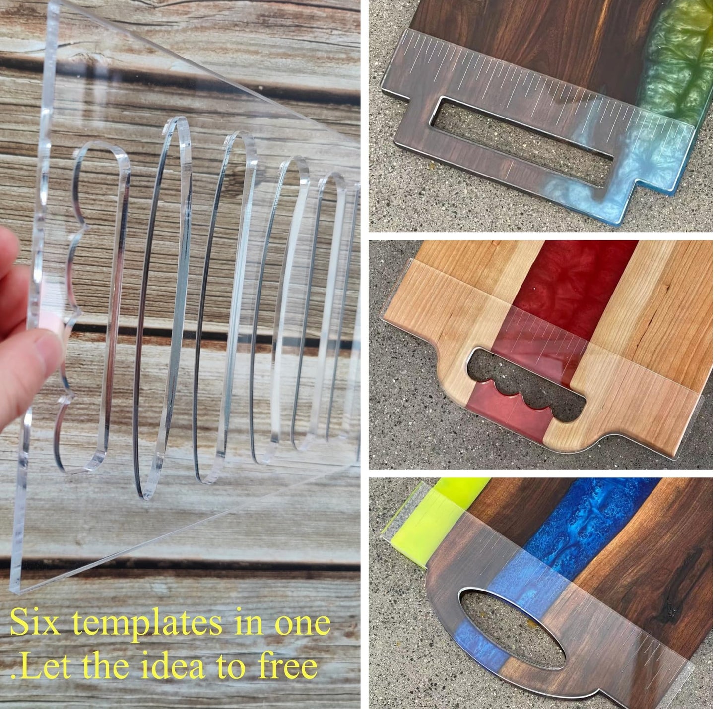 Kingria 6 in1 Board Handle Router Template for Woodworking 1/4'' Thick DIY Router Template Grab Handle Acrylic Inlay Template Decorative Guide, Transparent