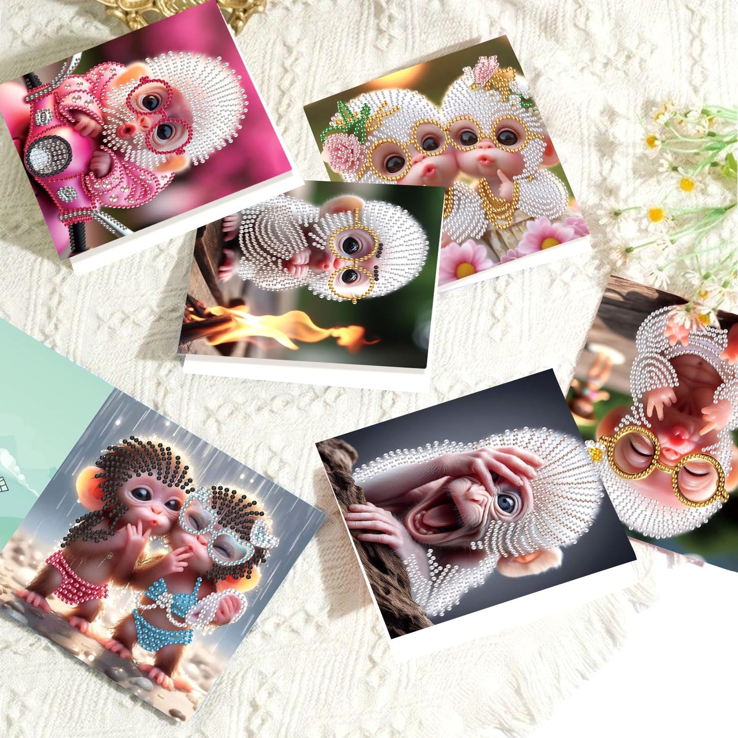 Focart Diamond Painting Greeting Card Kit, Special Shaped Diamonds Painting, DIY Handcraft for Relatives and Friends with Wishes,Unique Design Crafting for Birthday or Holiday Cards