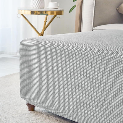 ANWUCHEN Ottoman Cover - Stretch Knitted Jacquard Square Slipcover - Soft Thick Storage Foot Stool Cover With Elastic