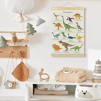 16x24 Inches BCUANGD Dinosaur Dino Wall Decor - Toddler Boys Room Wall Art Poster Hanger with Wood Frames