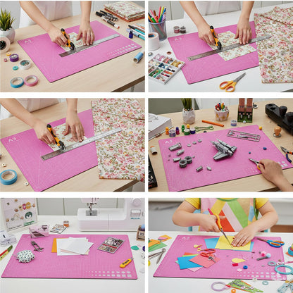 Cutting Mat A3 Pink, Self Healing Cutting Mat 12x18 Inch, 5-Ply Rotary Cutting Board Double-sided for Cutting Quilting Modeling Projects