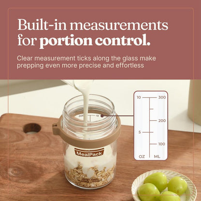 Overnight Oats Containers with Lids and Spoons (4 Pack) – 12oz Glass Jars for Yogurt Meal Prep, Chia Pudding & Snacks – Leakproof Airtight Mason Jar Set – Portable Food Storage with Cleaning Brush