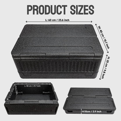 YUANHAO Collapsible Insulated Food Pan Carrier – Top-Loading EPP Catering Hot Box for 8" Full-Size Pans – Thermal Food Transport Warmer for Delivery, BBQ & Events – Keeps Hot/Cold 4+ Hours-Black