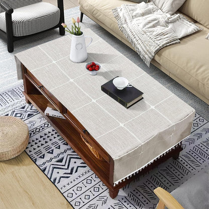 Bzvystux Coffee Table Cloth, Table Cover with Pockets and Tassel,Coffee Grid for Living Room Small Rectangle