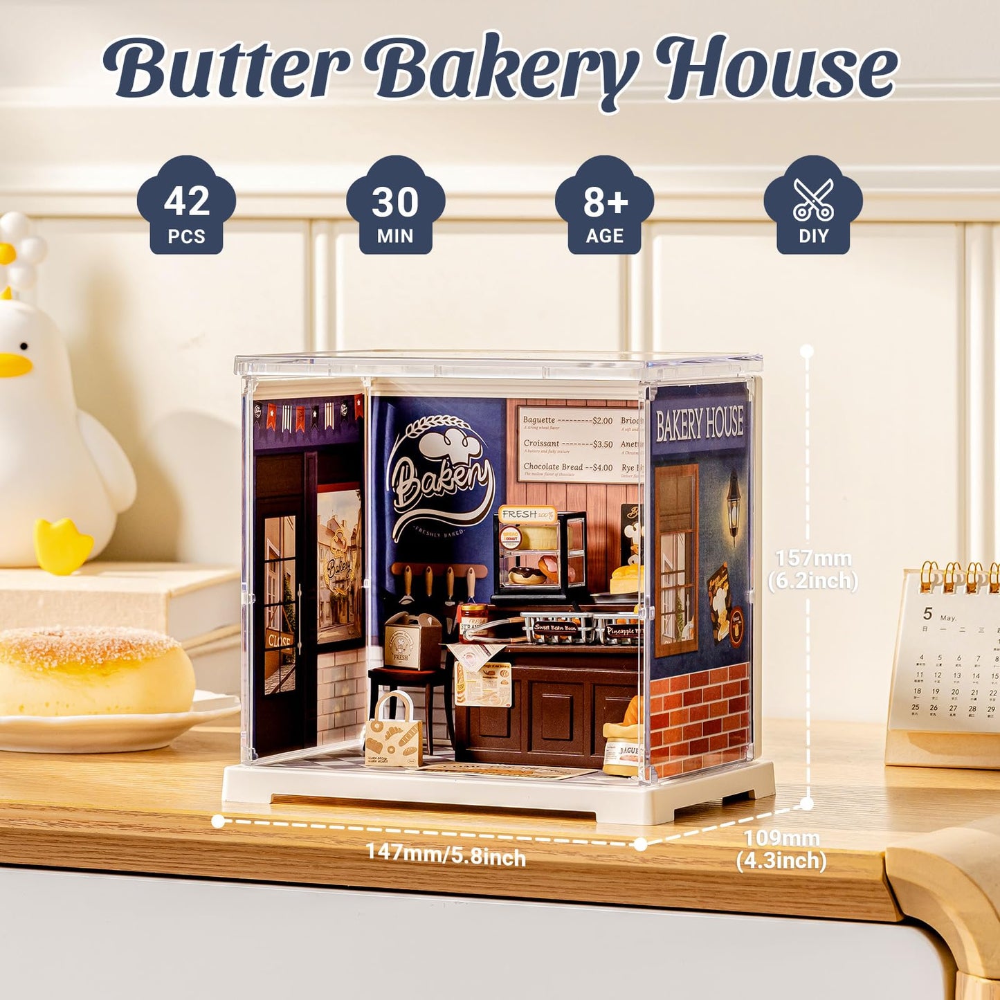 Rolife Mini Super Creator Series, DIY Miniature Butter Bakery House Dollhouse Kit, Bulid Scenary for Action Collectible Figures,Creative Gifts for Adults Women