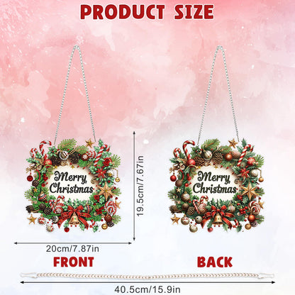 DOMROM Hanging Diamonds Art Kits for Adults, Christmas Wreath DIY Special Shaped Diamond Painting, Gem Art Suncatcher Ornament for Home Window Wall Decor