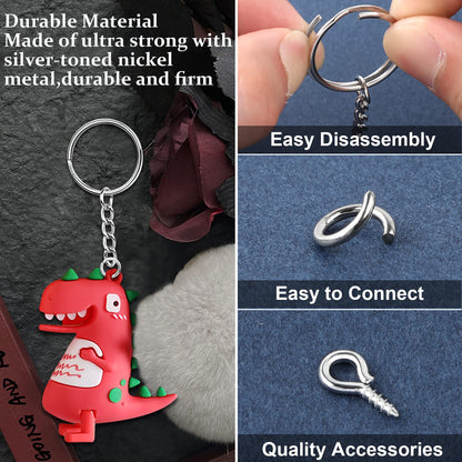 600Pcs Keychain Rings - 25mm Rings, Keys Jumps Including Chain & 200 Screw Eye Pins - Set for Resin Crafts