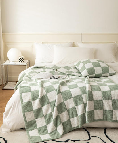 Cozy Queen90"X90") Ultra Soft Buffalo Checkerboard Grid Fluffy Microfiber Queen Size Bed Blanket Checkered Knitted
