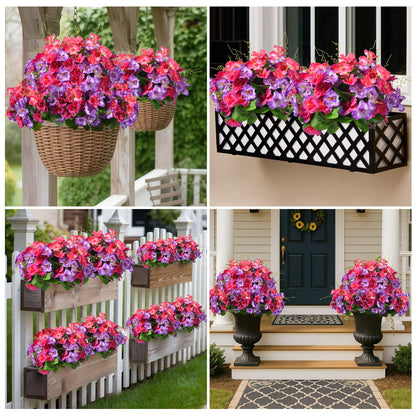 Artificial Flowers for Outdoors 6 Bundles UV Resistant Silk Flowers for Outside, Real Touch Faux Hibiscus Bouquets Tropical Faux Plants Fake Flowers for Outside Planter Front Porch Yard Home Decor