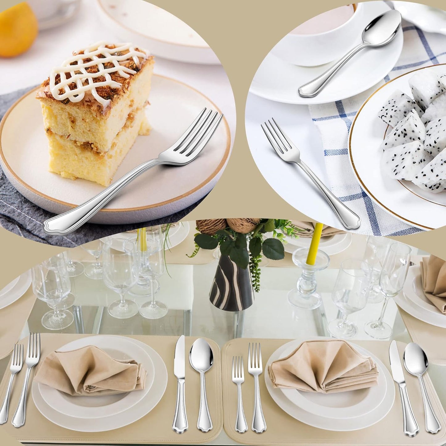 LIANYU 20-Piece Silverware Cutlery Set for 4, Stainless Steel Flatware with Scalloped Edge, Dishwasher Safe