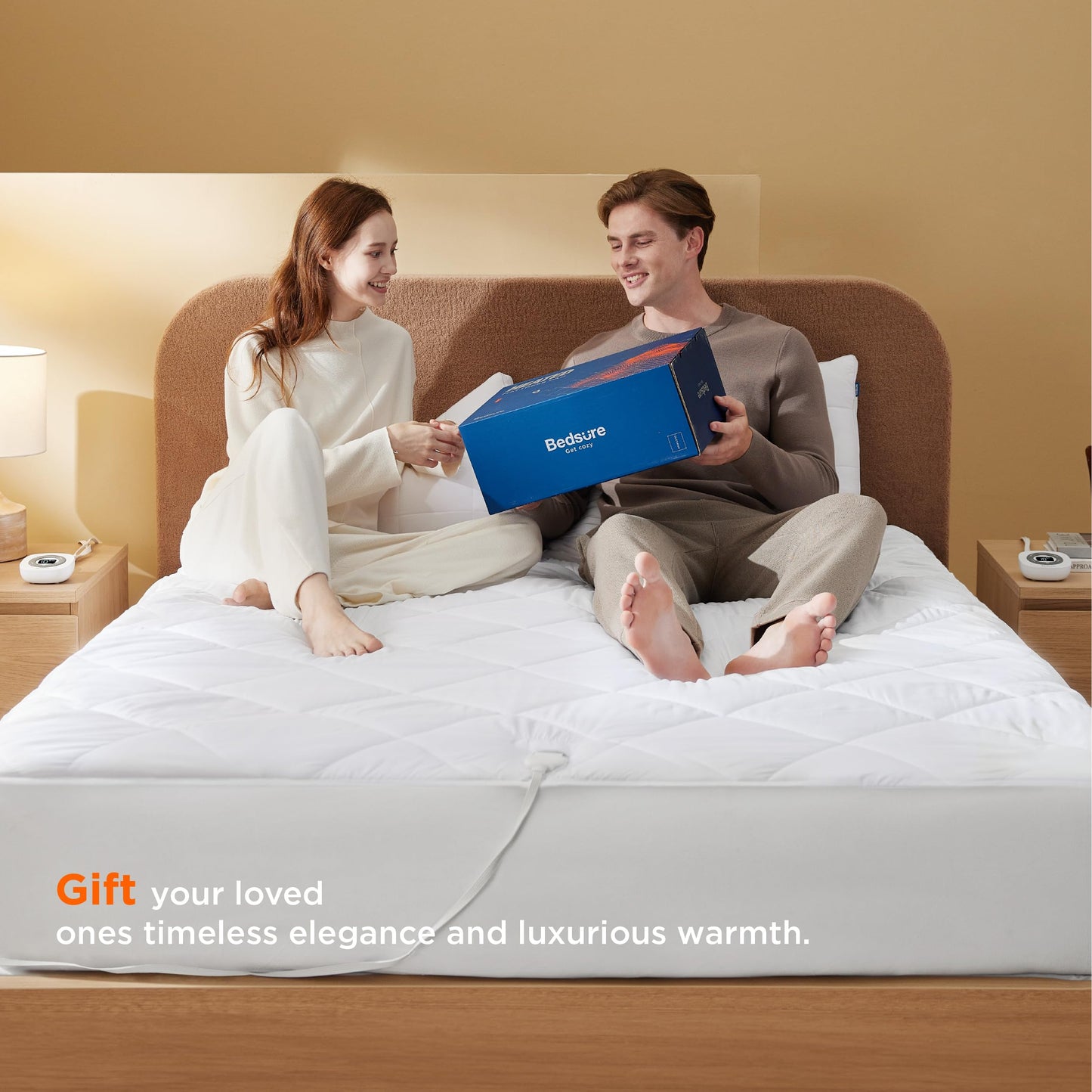 Bedsure Heated Mattress Pad King - Bed Warmer with Memory & Preheat Functions, 12-Hour Auto Off & 10 Heat Settings, Dual Controllers, Fast Heating, Brushed Electric Mattress Pad King, 78"x80"