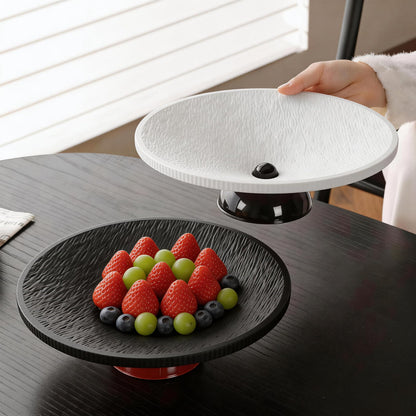 Junsalee 2 Pack Fruit Bowl with Draining Holes, 10" Large Fruit Basket with Multifunctional Removable Pedestal, Decorative Fruit Bowl for Table Countertop, Fruit and Vegetable Holder, White&Black