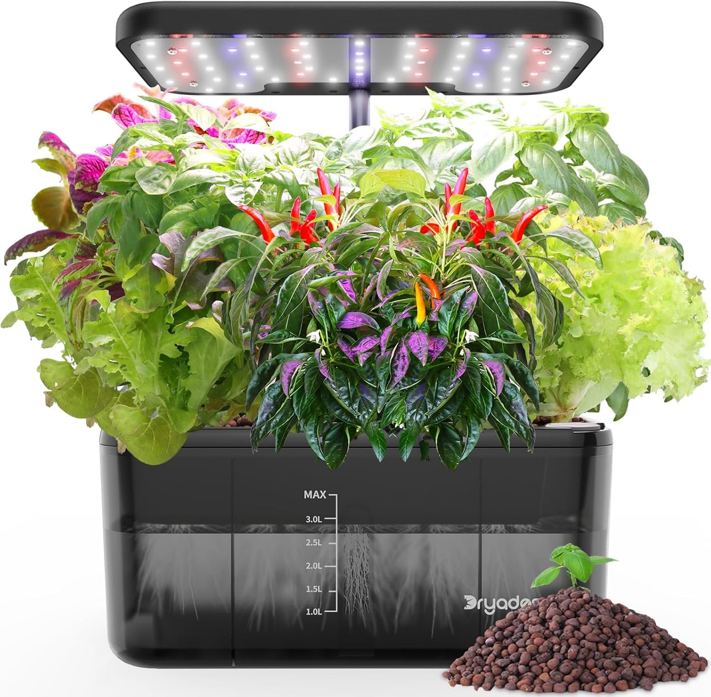 Indoor Herb Garden Kit, Hydroponic Growing System with LED Grow Light Quiet Water Pump for Home Kitchen Office Healthy
