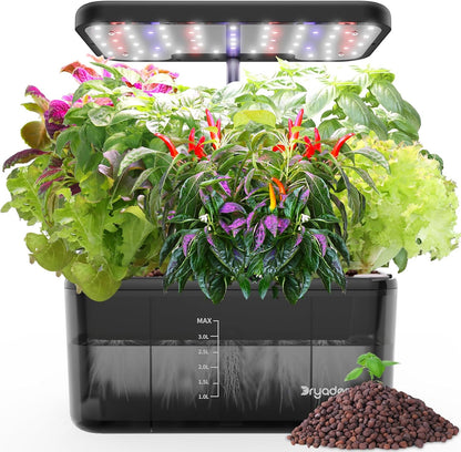 Indoor Herb Garden Kit, Hydroponic Growing System with LED Grow Light Quiet Water Pump for Home Kitchen Office Healthy