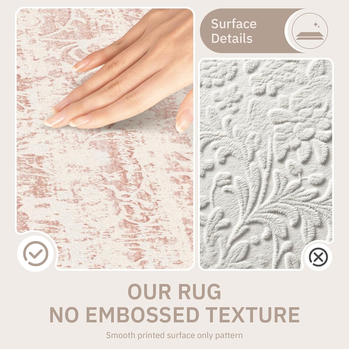 5x7 5'x7') Soalmost Pink Area Rugs for Baby Girl Nursery, Washable Rugs Vintage Floral Non-Slip Low Pile Soft Throw