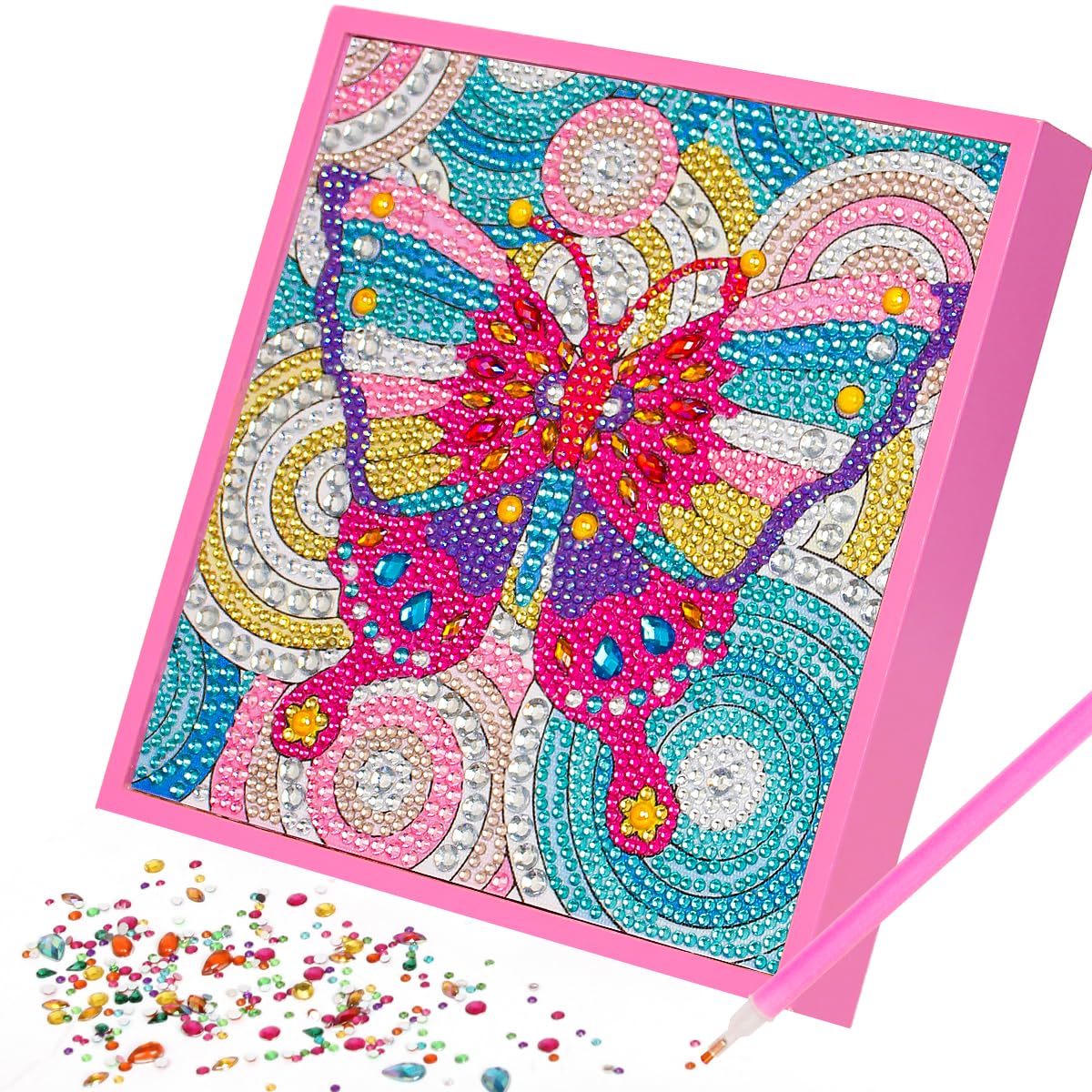 ZUYUSUT Diamond Art Painting Kits for Girls Ages 5-12 Kids Art and Crafts Gem by Number Kits with Wooden Frame for Children Birthday