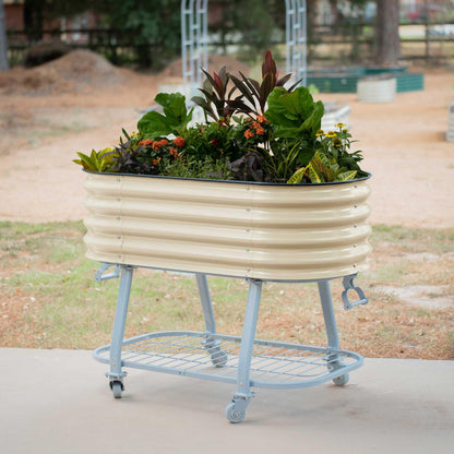 Vego garden 2' x 4' Raised Garden Bed with Legs and Wicking Cell System - S Series, Perfect for Gardening Vegetables, Herbs, & Flowers - Outdoor & Indoor Elevated Planter Box - Pearl White