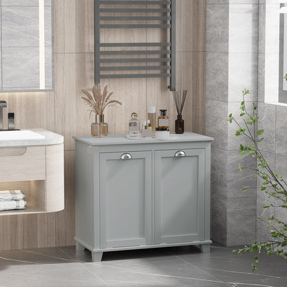 Modern Tilt-Out Laundry Sorter Cabinet, Bathroom Storage Organizer with Two-Compartment Tilt-Out Hamper,for Kitchen Home