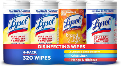Lysol Disinfecting Wipes Bundle - All-Purpose Multi-Surface Cleaner | 80 Count (4 Pack)