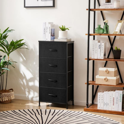 Sweetcrispy Dresser for Bedroom with 4 Drawers, Skinny Fabric Storage Tower, Chest of Drawers for Closet, Living Room