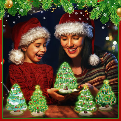 DoubleFill 9 Pcs Luminous Christmas Diamond Painting Tabletop Decor Double Sided Xmas Diamond Art Kits for Adults Glow in the Dark Christmas Centerpieces for Table Desktop DIY Crafts