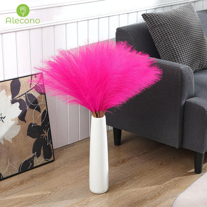 Alecono Hot Pink Pampas Grass Bundle 100pcs 4 Kinds Artificial Eucalyptus Stems Bulk