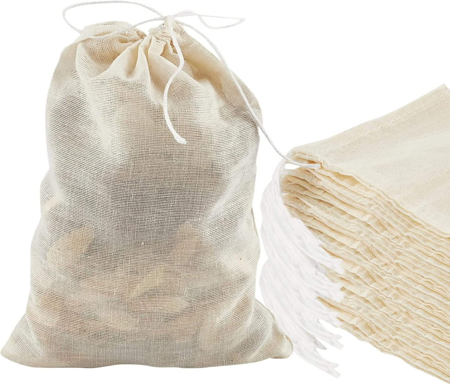 24 Pack (6 8 inch) TUZAZO Reusable Spice Bags for Cooking, Cheesecloth Bags for Straining, Drawstring Cotton Tea Bags