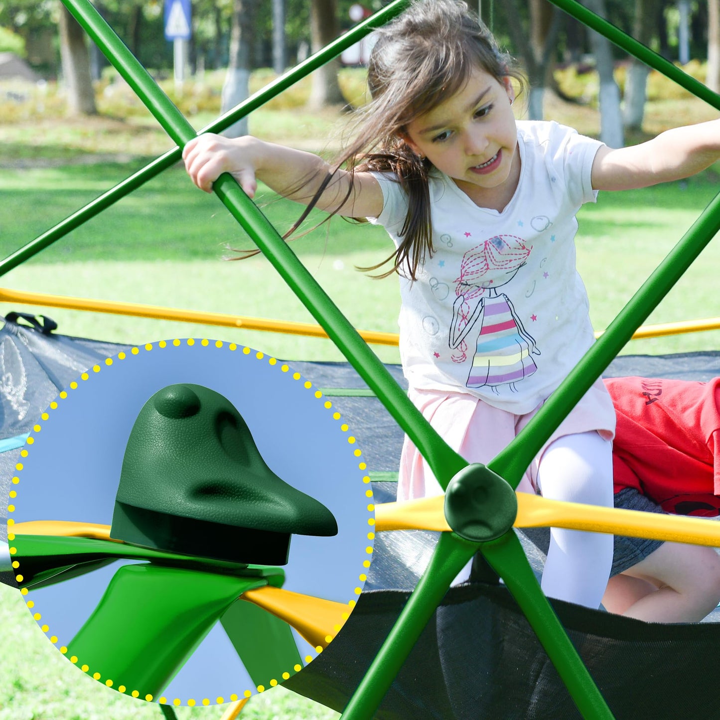 Virubi 13 FT Climbing Dome with Hammock for Kids 3-10, Outdoor Play Equipment Supporting 1000 lbs, Anti-Rust Jungle Gym, Easy Assembly Geometric Dome Climber Play Center