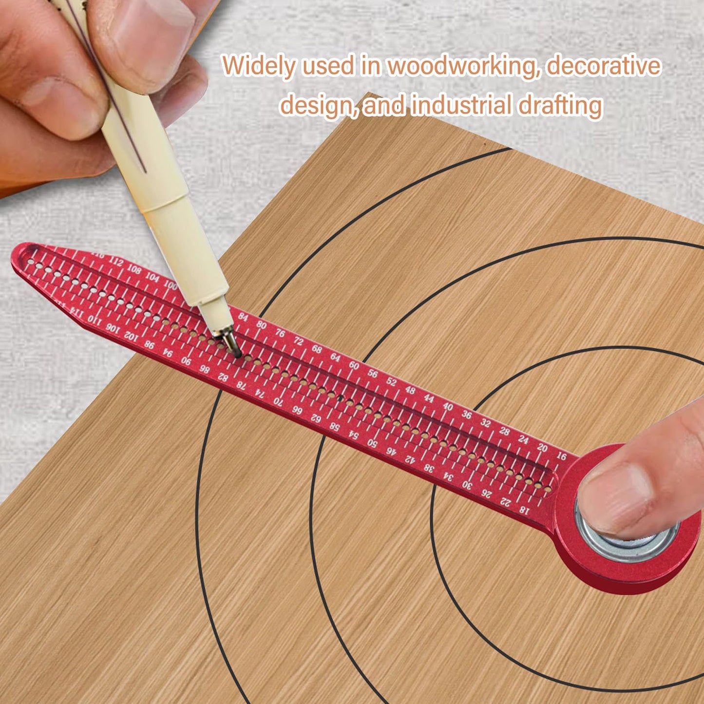 YWBL-WH Woodworking Compass Scriber, 360 Degree Rotating Circular Drawing Tool, Aluminum Alloy, Carpenter Gauge
