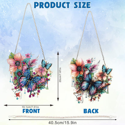 DOMROM Hanging Diamonds Art Kits for Adults, Butterfly DIY Special Shaped Diamond Painting, Gem Art Suncatcher Ornament for Home Garden Window Wall Decor