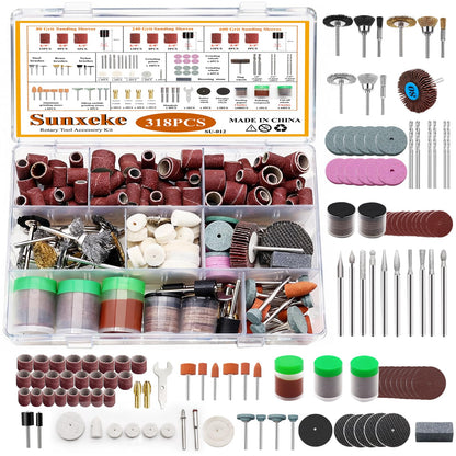 Sunxeke 318PCS Rotary Tool Accessory Kit with Sanding Drum,1/8inch Shank Universal Fit for Most Rotary Tools,Bits for Sanding, Polishing, Cutting,Drilling,Engraving,Grinding,Woodworking,DIY
