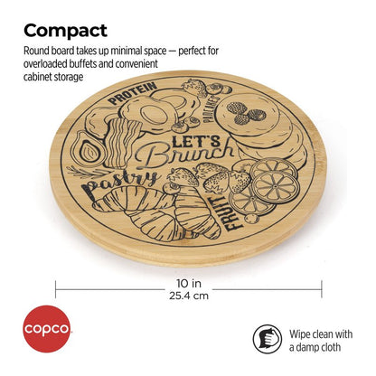Copco Bamboo Lazy Susan Kitchen Turntable for Entertaining, Let's Brunch DIY Design, 10-Inch, Bamboo