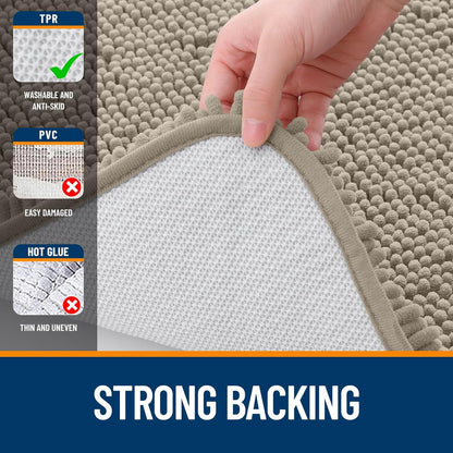 OLANLY Large Bathroom Rugs - Extra Soft Chenille Bath Mats | Quick Dry, Machine Washable, Warm Taupe 59x35