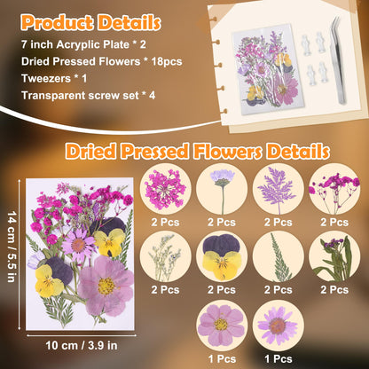 Okayera Dry Flower Frame Night Light, Bedroom DIY Pressed Flowers Kits Lamp With Sapele Wood Base, Home Living Room Decoration Gifts Idea For Mother Friend Lover