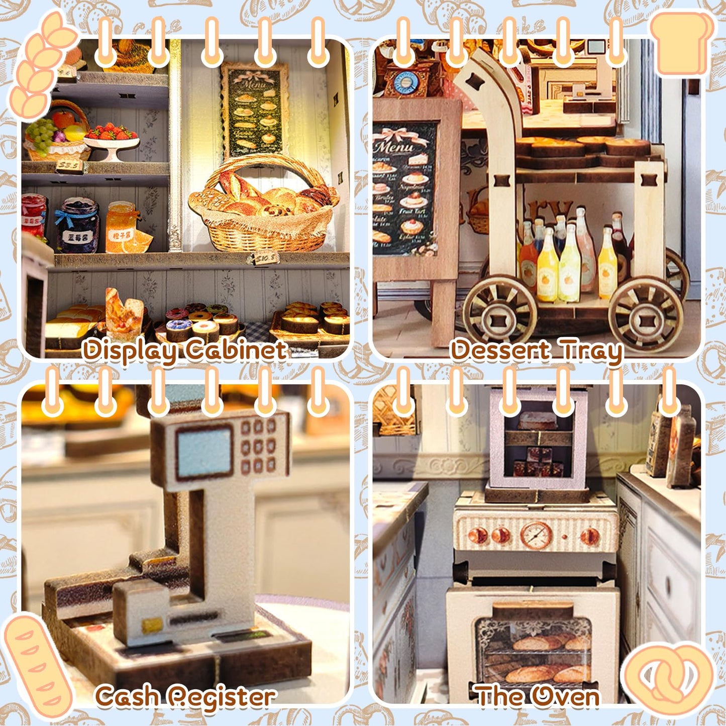 DIY Miniature House Kit, Bakery Book Nook Kit, 3D Wooden Puzzles Bookshelf Craft Kits, Dollhouse Kit with LED Light, Mini Building Kit for Adults Teen to Build(Bakery Shop)
