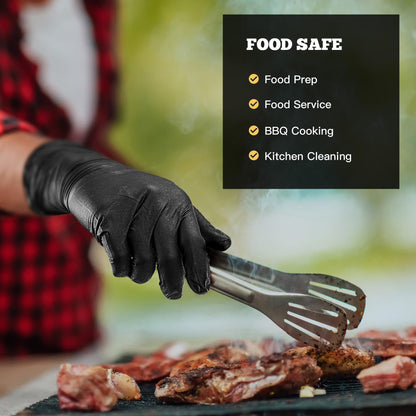 TitanFlex Heavy Duty Black Nitrile Gloves, 6-mil, Fully Textured, Large 100-ct Box, Mechanic Disposable Gloves, Work Gloves, Latex Free, Powder Free, Rubber Gloves for Food Prep