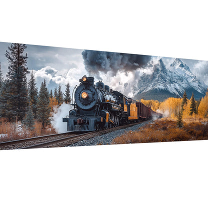 SKRYUIE 5D Large Diamond Painting Kits Train - DIY Diamond Art Kits for Adults Scenery, Full Round Drill - Crystal Embroidery Cross Stitch - Craft for Wall & Office Decor - 12x30 inch / 30x80 cm