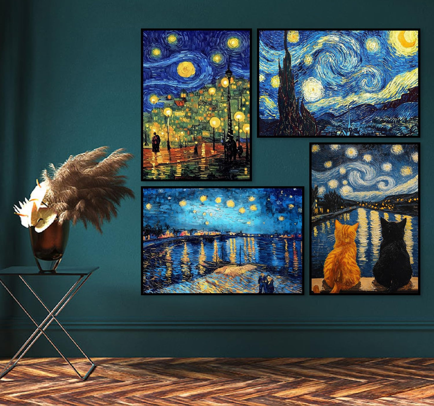 Bzconxin 4 Pack Diamond Painting Kits for Adults,Starry Night Diamond Art Kits for Beginners,Diamond Dots Gem Art Crafts Round Full Drill Funny Crafts for Home Wall Decor&Gift-12x16inch